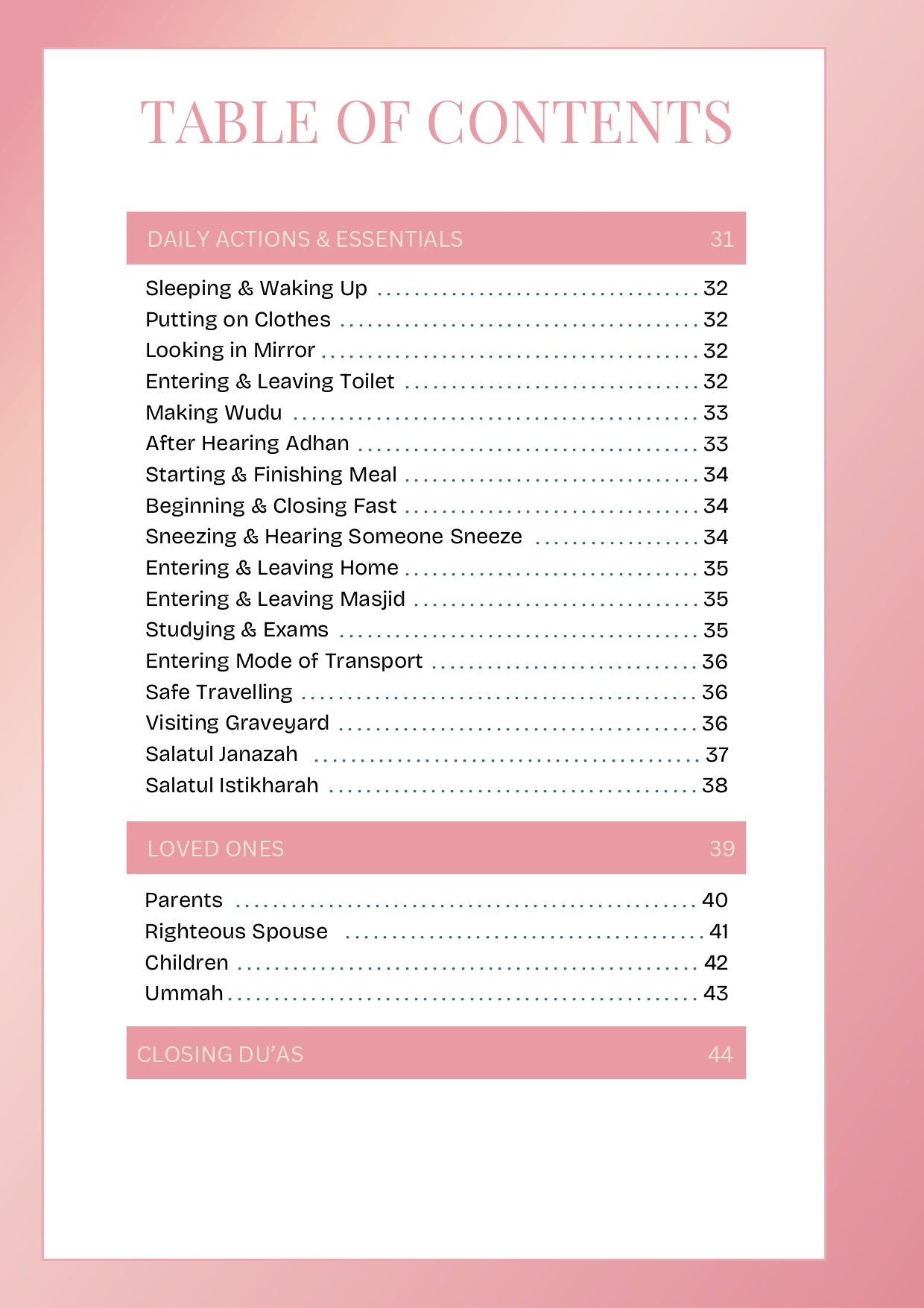 Table of contents pink page 2