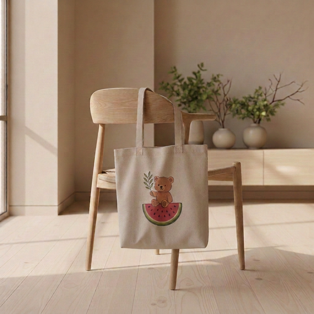 Slightly taller watermelon tote with squared bottom corners